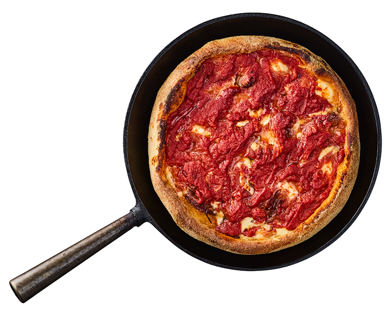 Chicago deep dish i stekpanna med tomatsås