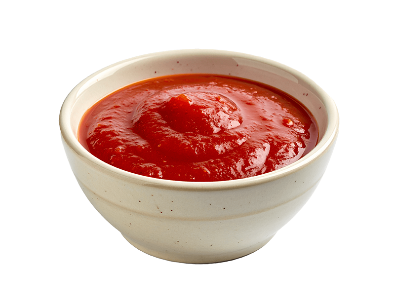 Tomatsås i en vit skål